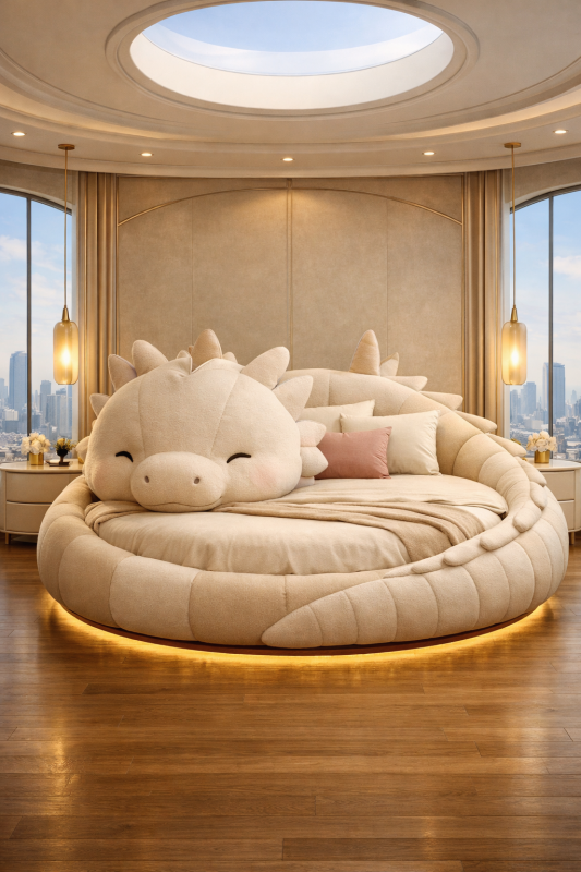 Dragon inspired luxury bed sculptural centerpiece