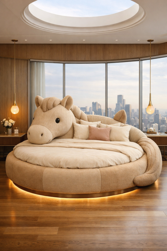 Horse inspired luxury animal shaped bed