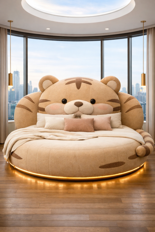 Tiger themed sculptural luxury bed